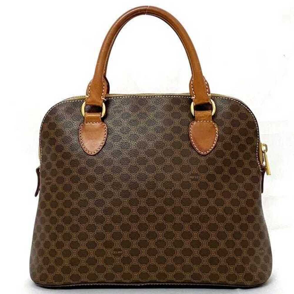 Celine Bag Brown Macadam Shoulder Top Handle Leather Zipper All over Logo - Picture 3 of 10